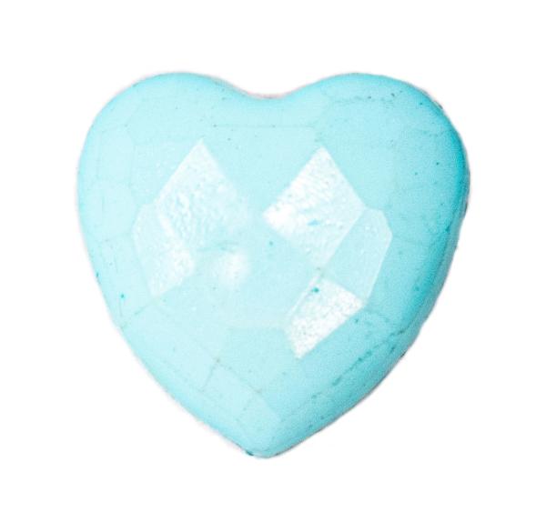 Kids button as heart out plastic in light blue 14 mm 0,55 inch
